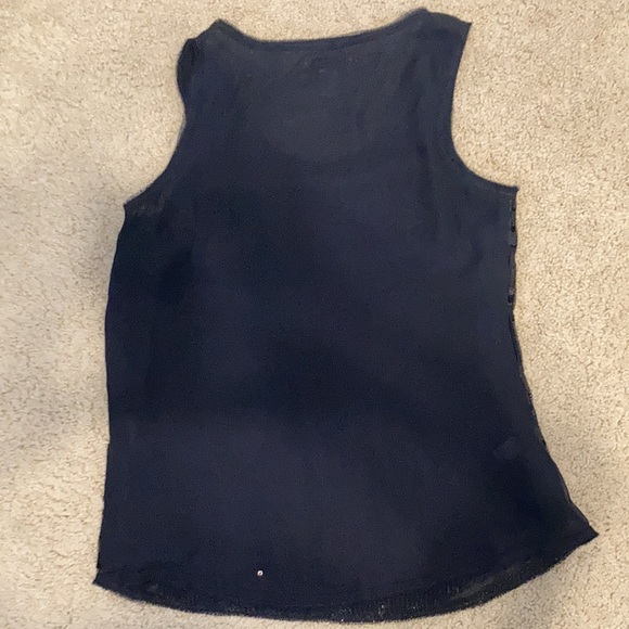 Loft medium petites navy tank blouse with black sequins. Great condition. - Picture 3 of 4